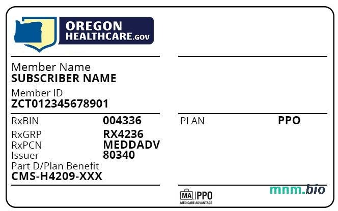 Oregon karta ubezpieczenia zdrowotnego edytowalny szablon